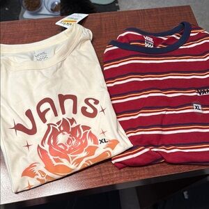 Vans Cream and Red Short Sleeve Tees